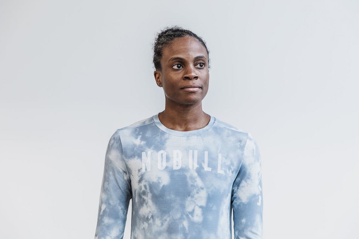 Nobull Tie-Dye Women's Long Sleeves Blue | Australia (EB3960)